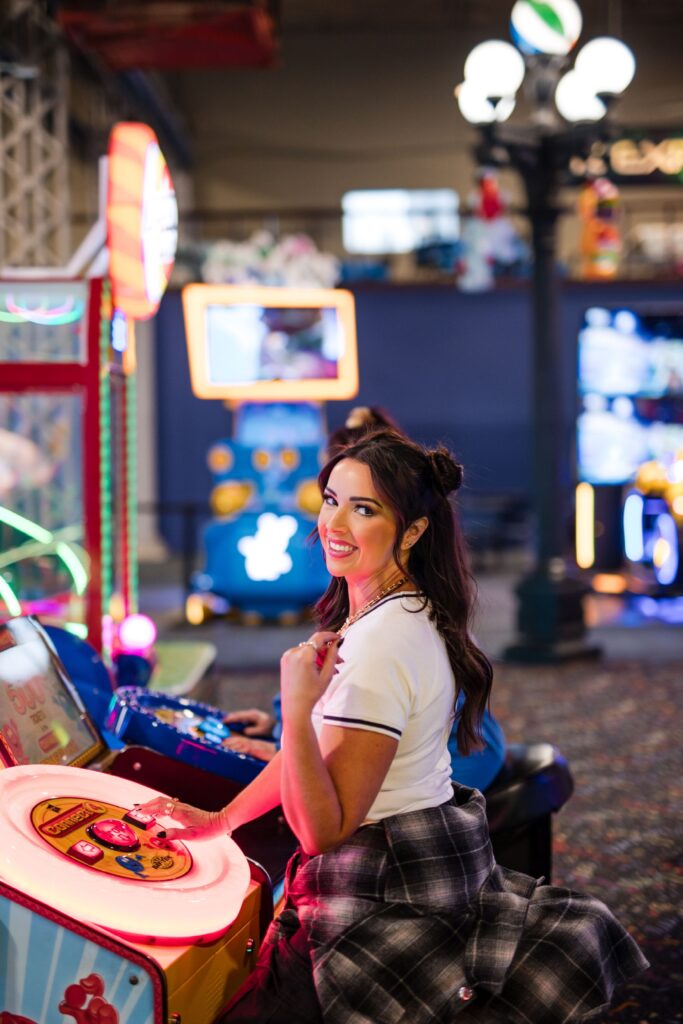 jess at the arcade in Duluth mn, canal park.