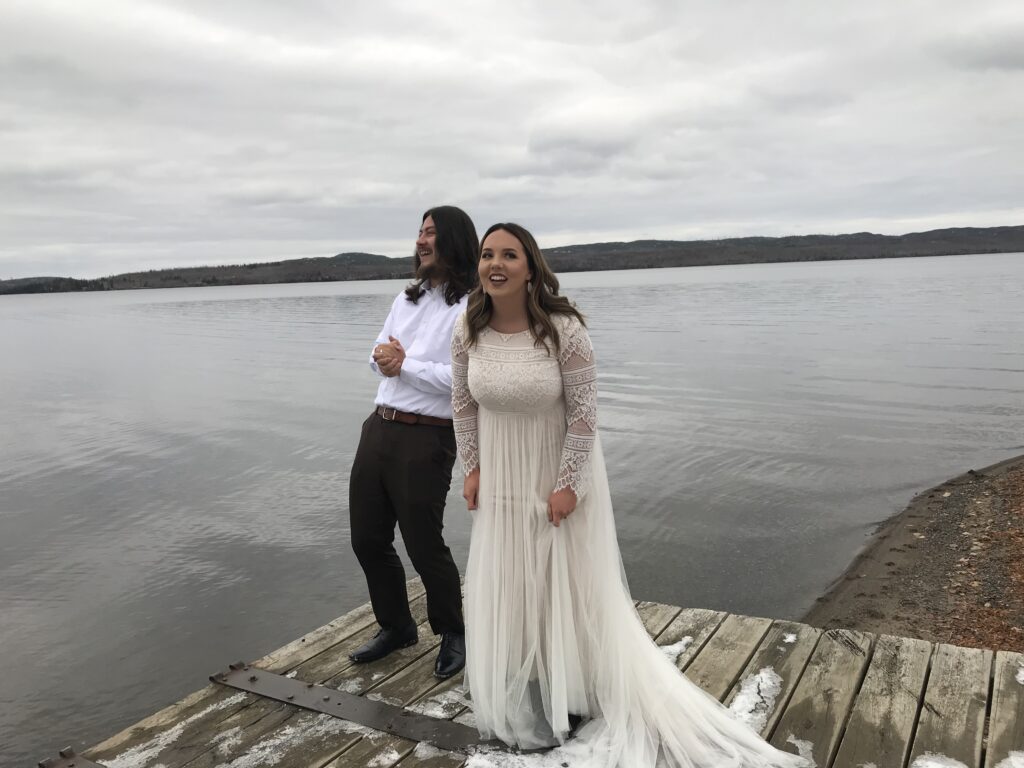 A picture of Hailey and her husband on the Northshore of Duluth MN on their wedding day!
